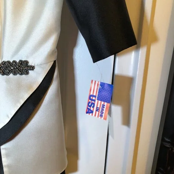 Ideas by Barbara Mother of the Bride Evening Dress Black/Ivory 3958--15 S M NWT - Picture 7 of 14